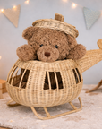 Rattan Toy Helicopter – Handcrafted Boho Pretend Play Toy for Kids | Montessori Airplane Nursery Decor