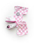 Checkered Shorts Set | Pink