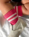 Paige Kids and Family Socks | Pink Stripe Everyday Crew Socks