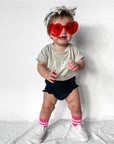 Paige Kids and Family Socks | Pink Stripe Everyday Crew Socks