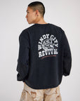 Back view of black Chicago heavyweight tee with large Windy City Revival graphic