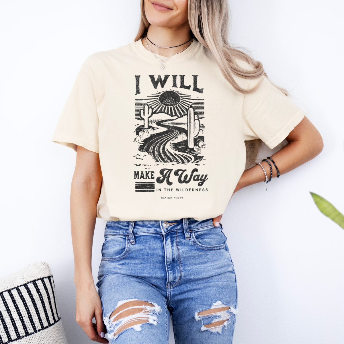 “I Will Make a Way in the Wilderness” – Isaiah 43:19 Women’s Christian T-Shirt
