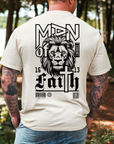 Man of Faith – Men’s Lion Tee with 1 Corinthians Back Design + Pocket Front