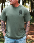 Man of Faith – Men’s Lion Tee with 1 Corinthians Back Design + Pocket Front