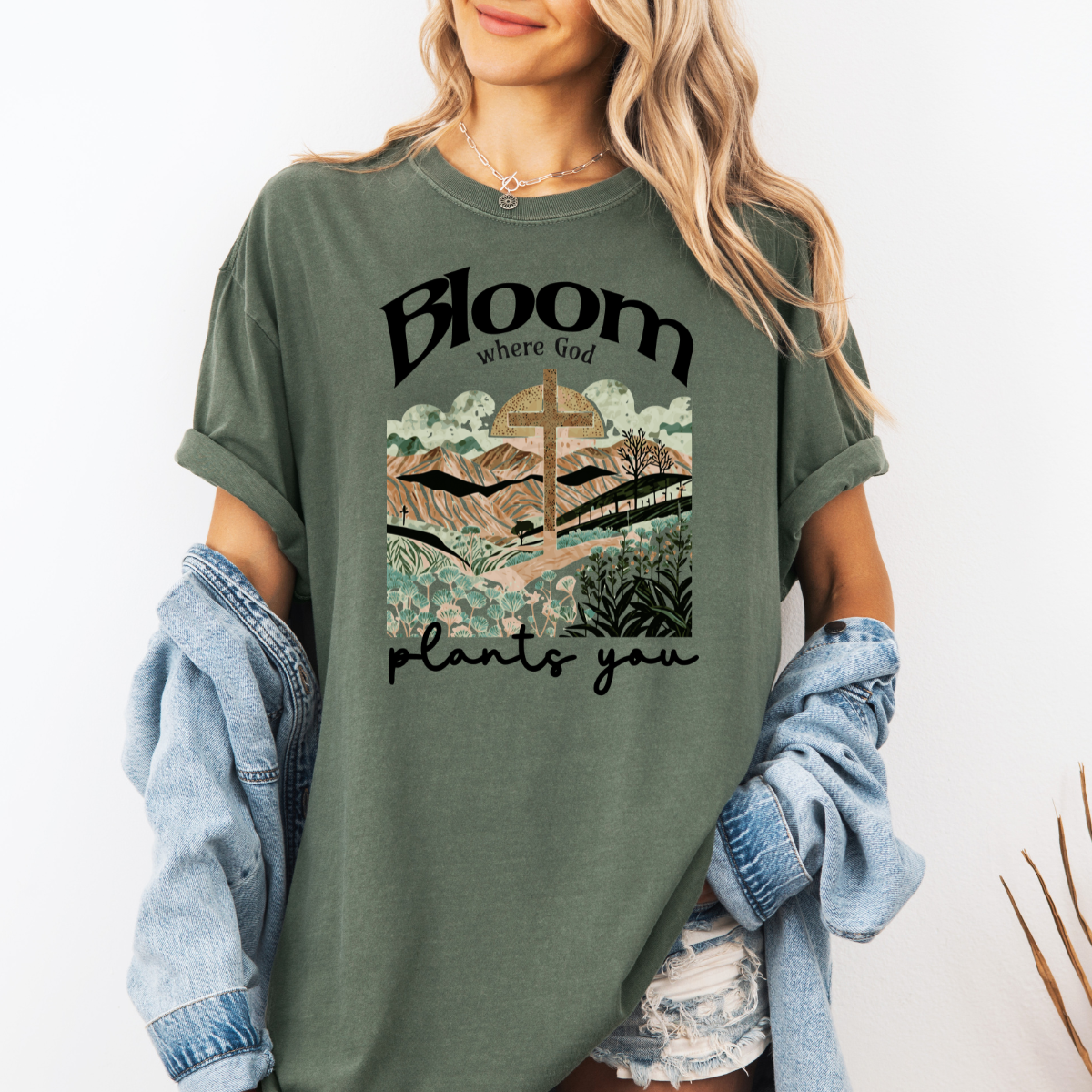 Bloom Where God Plants You – Women’s Christian T-Shirt