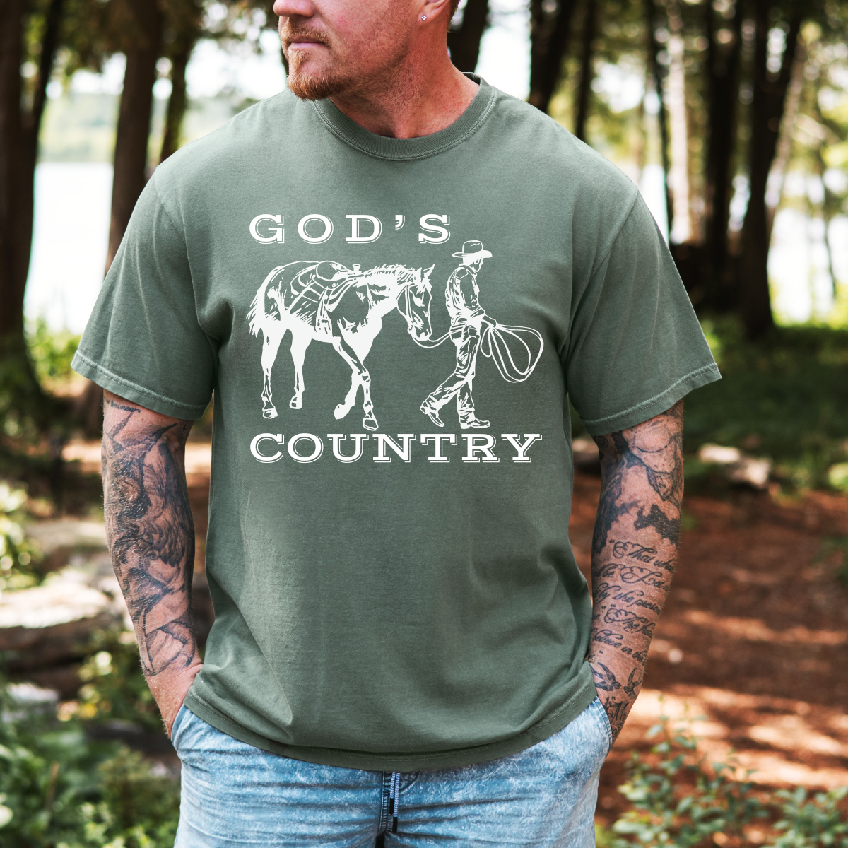 God’s Country Horse Tee – Men’s Christian Western T-Shirt