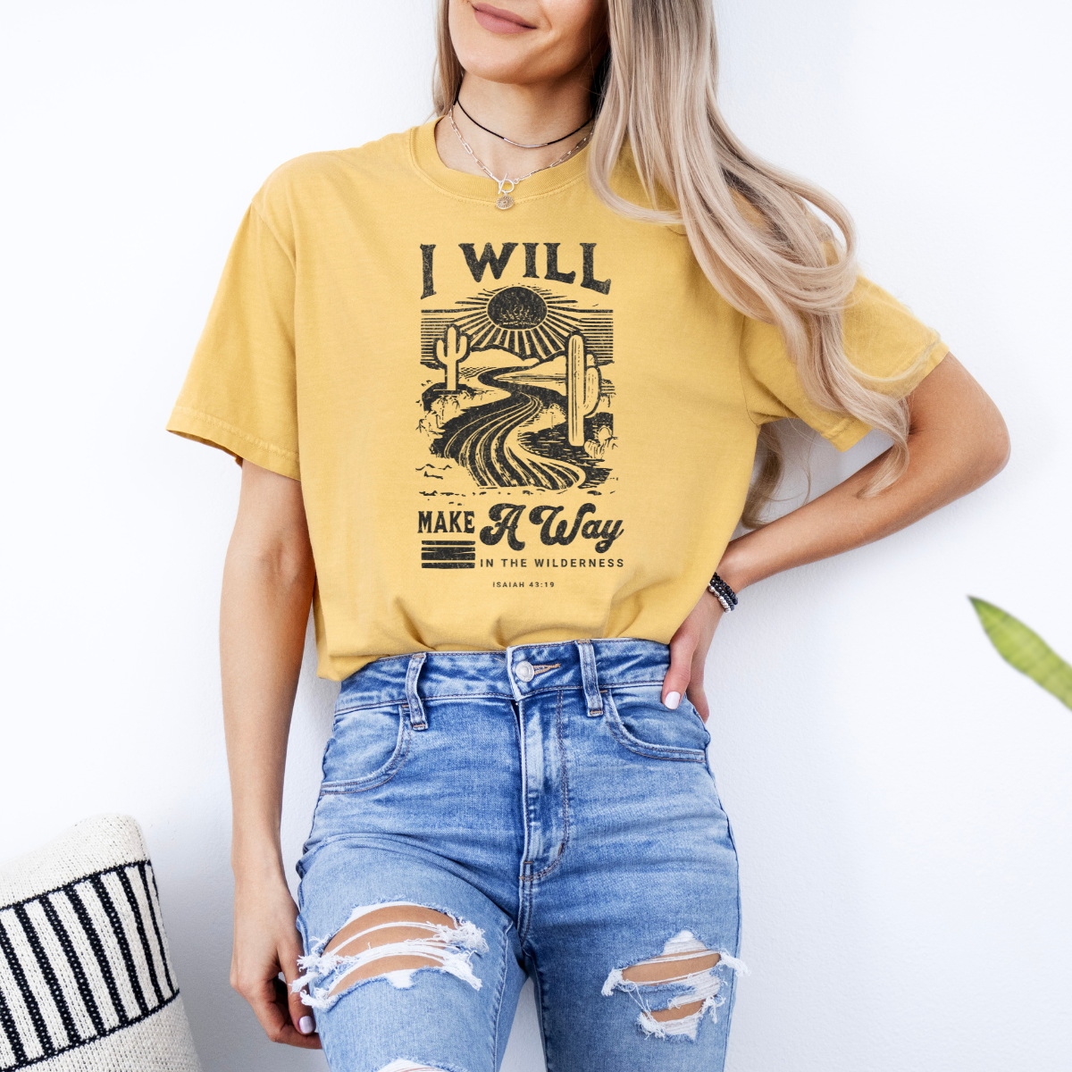 “I Will Make a Way in the Wilderness” – Isaiah 43:19 Women’s Christian T-Shirt