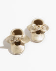 Newborn Platinum Knotted Bow Baby Shoe