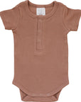 Dusty Rose Organic Cotton Ribbed Snap Bodysuit