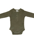 Winter Green Organic Snap Long Sleeve Ribbed Bodysuit