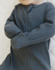 Charcoal Organic Cotton Ribbed Zipper