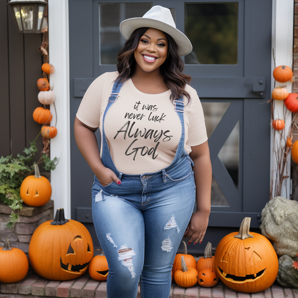 It Was Never Luck Always God – Women’s Christian Tee Shirt