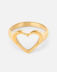 Gold-tone Open Heart Ring with heart-shaped centerpiece and smooth band