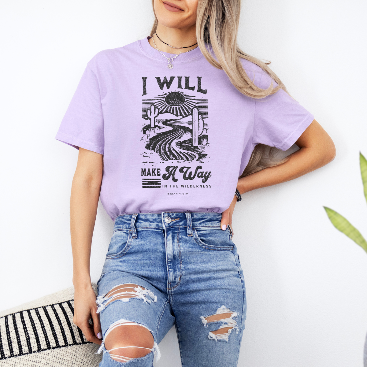 “I Will Make a Way in the Wilderness” – Isaiah 43:19 Women’s Christian T-Shirt