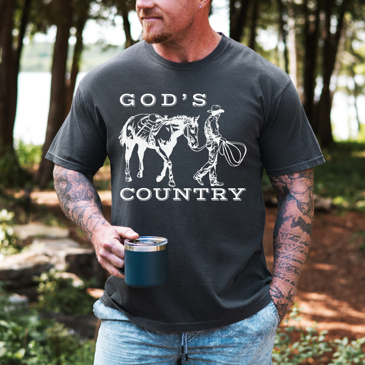 God’s Country Horse Tee – Men’s Christian Western T-Shirt