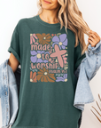 Made to Worship – Women’s Christian T-Shirt (Psalm, Floral Design)