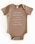 Autumn Words – Gender Neutral Baby Bodysuit Onesie