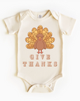 “Give Thanks Turkey gender neutral baby bodysuit – infant Thanksgiving onesie”