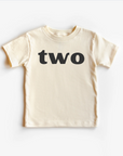 “Two” 2nd Birthday Tee – Style 2 Neutral Toddler Shirt (Multiple Options)