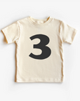 “Three” 3rd Birthday Tee – Neutral Toddler T-Shirt (Multiple Fits & Styles)