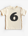 “Six” 6th Birthday Tee – Neutral Toddler Shirt (Multiple Fits & Styles)
