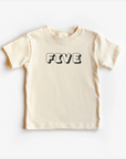 “Five” 5th Birthday Tee – Neutral Toddler T-Shirt (Multiple Fits & Styles)