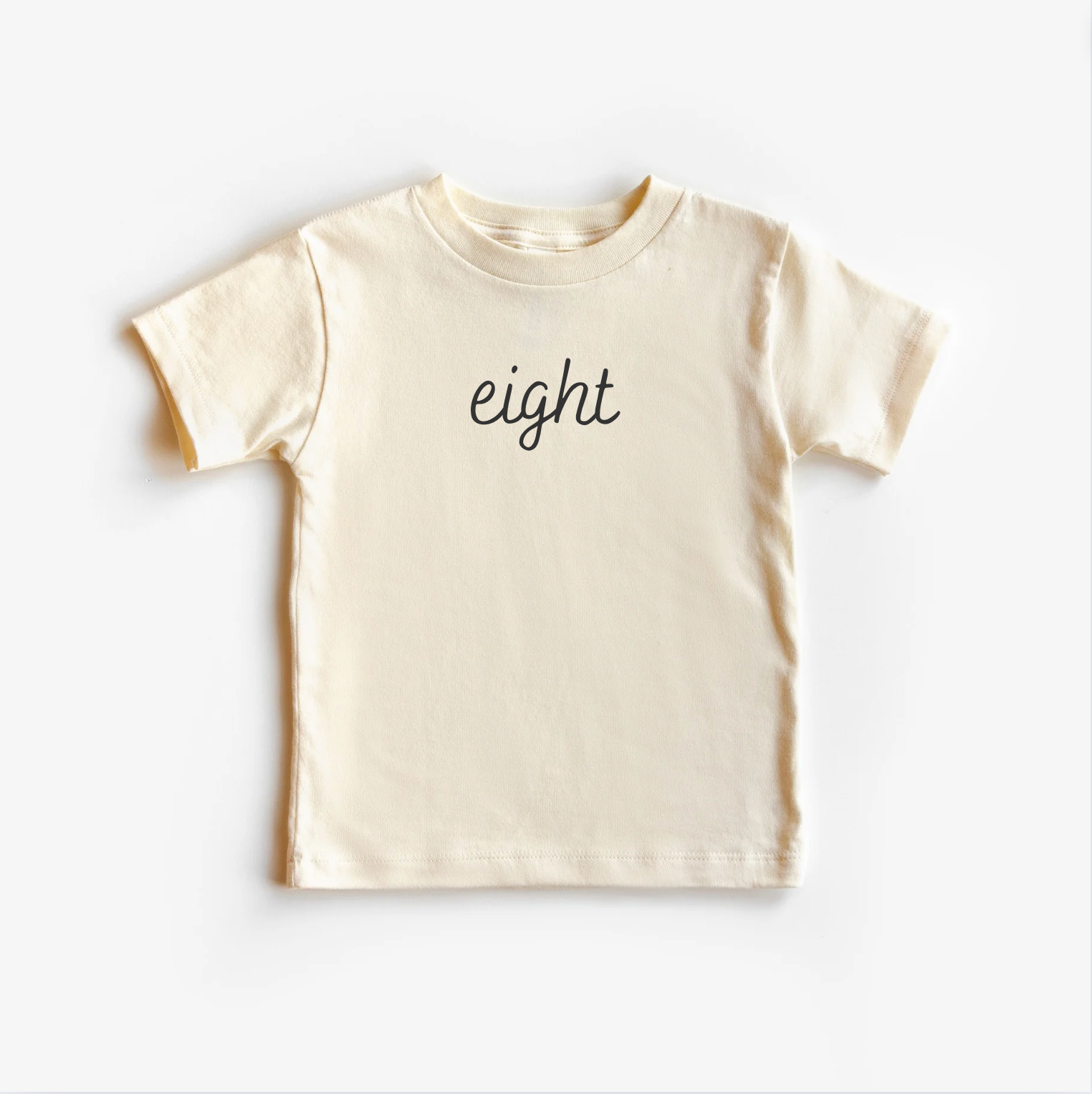“Eight” 8th Birthday Tee – Neutral Children’s Shirt (Multiple Fits & Styles)