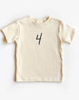 “Four” 4th Birthday Tee – Neutral Toddler Shirt (Multiple Fits & Styles)