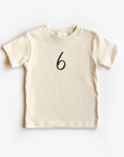 “Six” 6th Birthday Tee – Neutral Toddler Shirt (Multiple Fits & Styles)