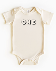 “One” 1st Birthday Bodysuit Onesie – Neutral Baby Outfit (Multiple Styles)