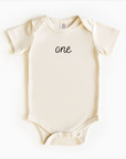 “One” 1st Birthday Bodysuit Onesie – Neutral Baby Outfit (Multiple Styles)