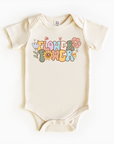Flower Power – Retro Infant Bodysuit with Bold Floral Design
