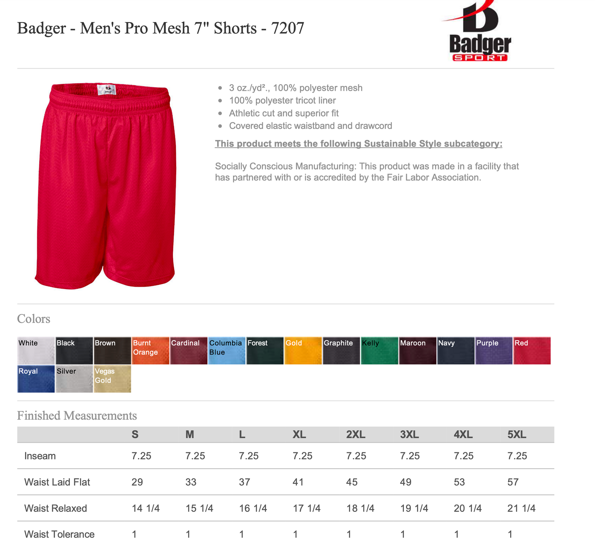 7207 Badger Pro Mesh Shorts – Custom Print Athletic 7" Inseam