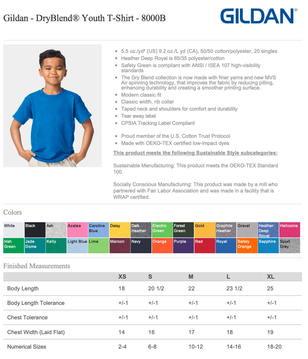 8000B Gildan Youth DryBlend® T-Shirt – Custom Print Performance Tee