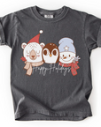 Happy Holidays – Youth Tee with Peace Sign Winter Friends