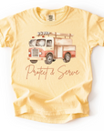Protect & Serve – Firefighter Youth Tee with Fire Truck