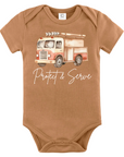 Protect & Serve – Firefighter Baby Bodysuit with Fire Truck