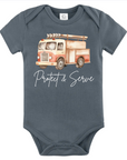 Protect & Serve – Firefighter Baby Bodysuit with Fire Truck