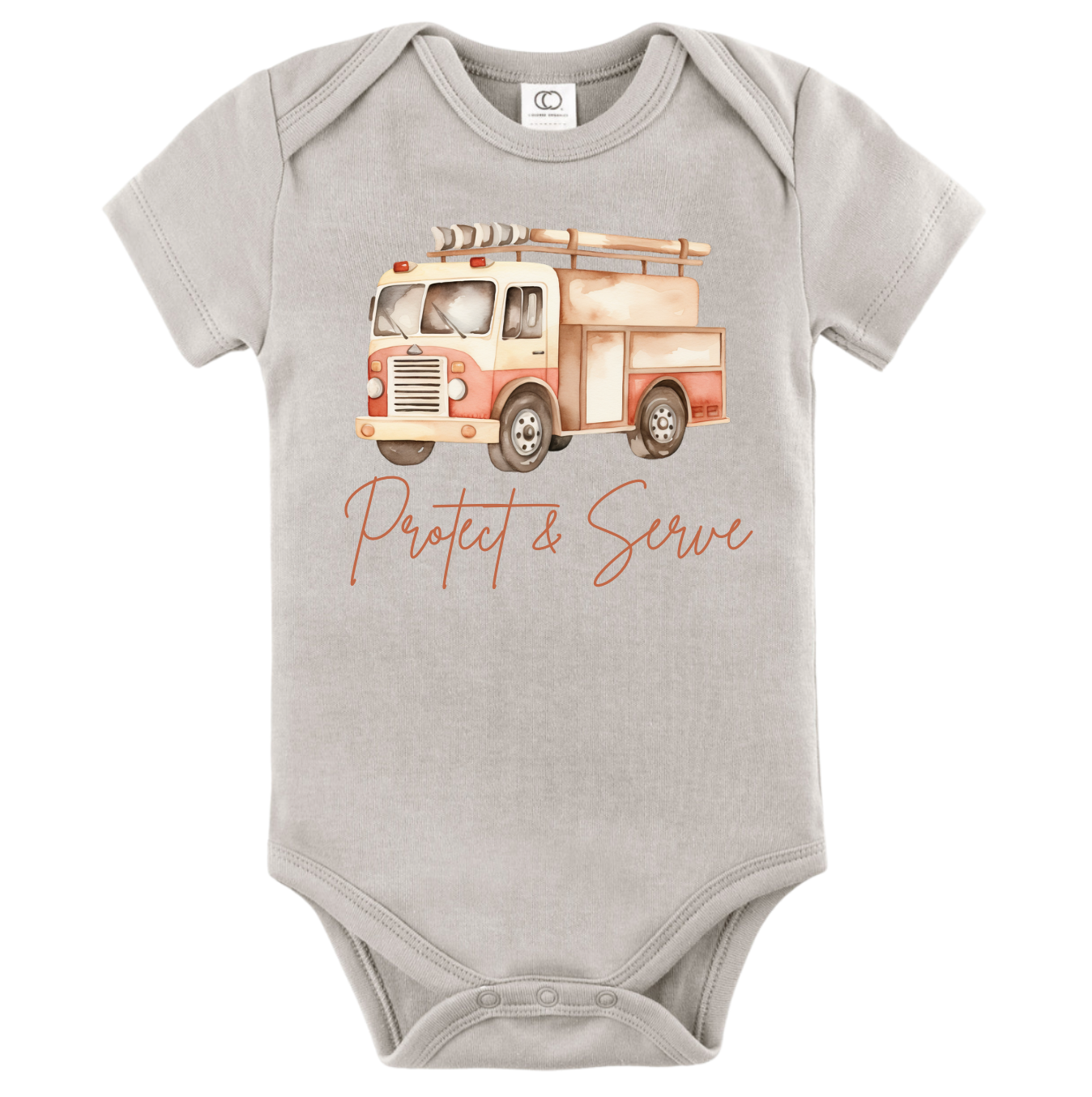 Protect & Serve – Firefighter Baby Bodysuit with Fire Truck