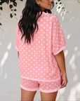 KyleeAnn pink polka dot tee and shorts, back view