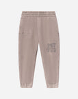 Beige sweatpants with 'Sprit of God' text on a white background