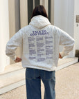 Back view of the ivory Talk to God wildflower hoodie showing purple Talk to God Today lettering