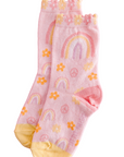 Groovy Sock | Retro Rainbow Kids Crew Socks | Soft Cotton Blend