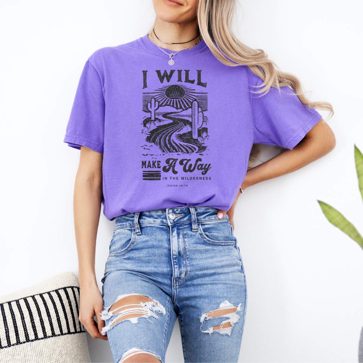 “I Will Make a Way in the Wilderness” – Isaiah 43:19 Women’s Christian T-Shirt