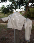 Forest Fog WWJD kids’ crewneck sweatshirt displayed outdoors