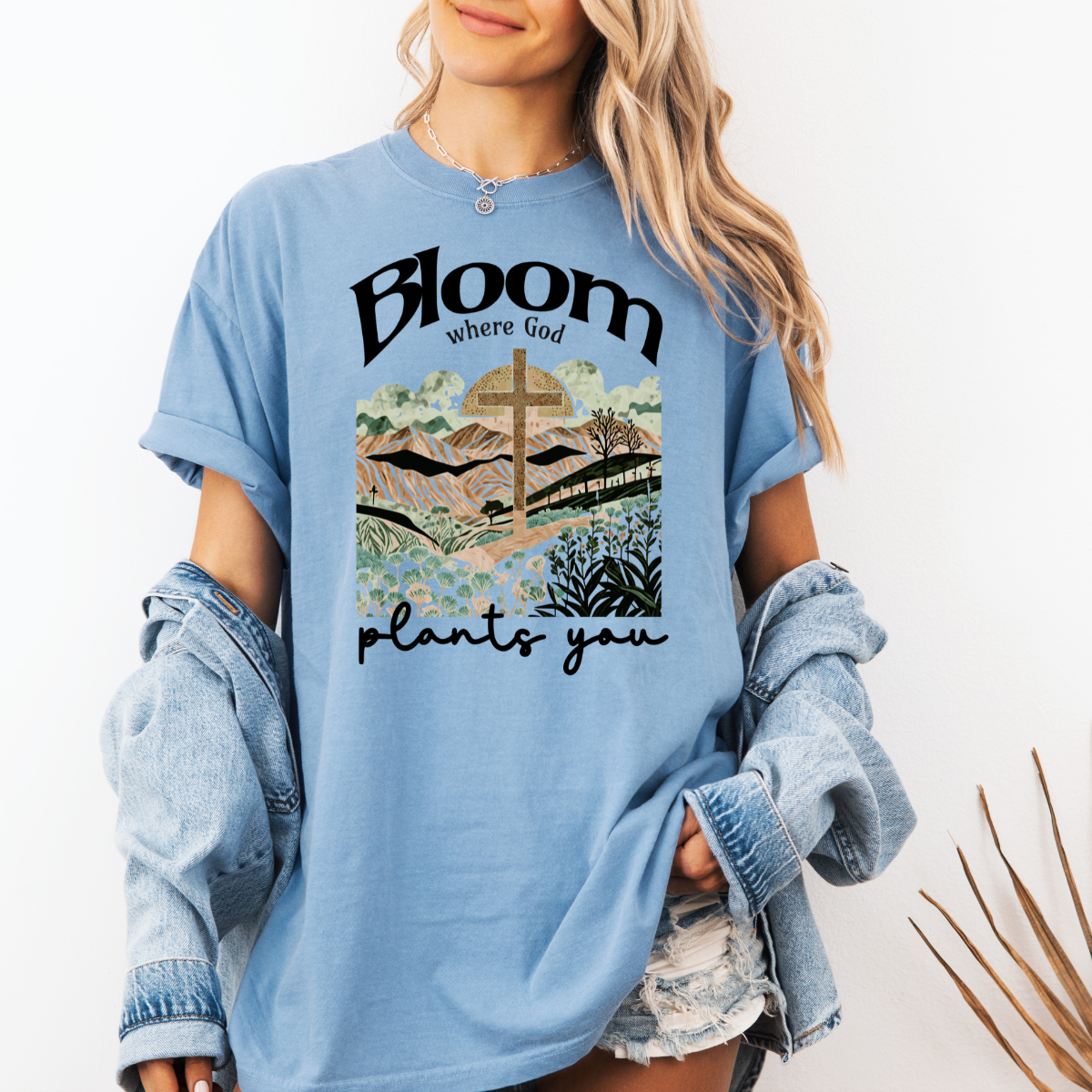 Bloom Where God Plants You – Women’s Christian T-Shirt