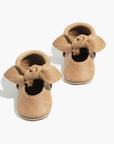 Weathered Brown Knotted Bow Baby Shoe
