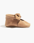 Weathered Brown Knotted Bow Baby Shoe