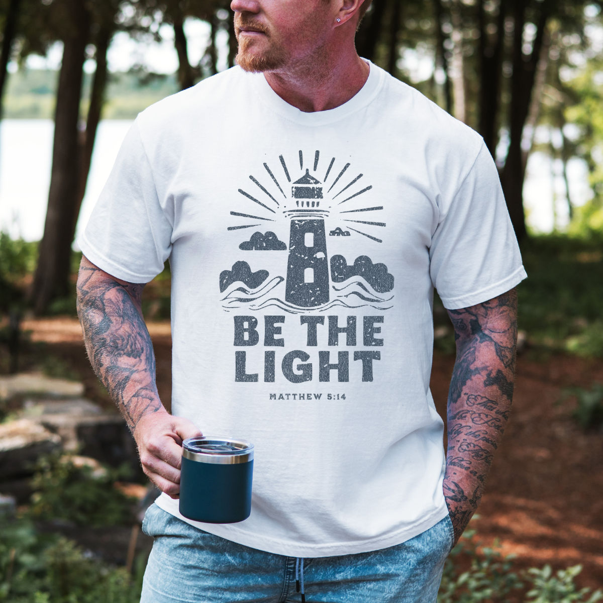 Be the Light – Matthew 5:14 Men’s Christian T-Shirt