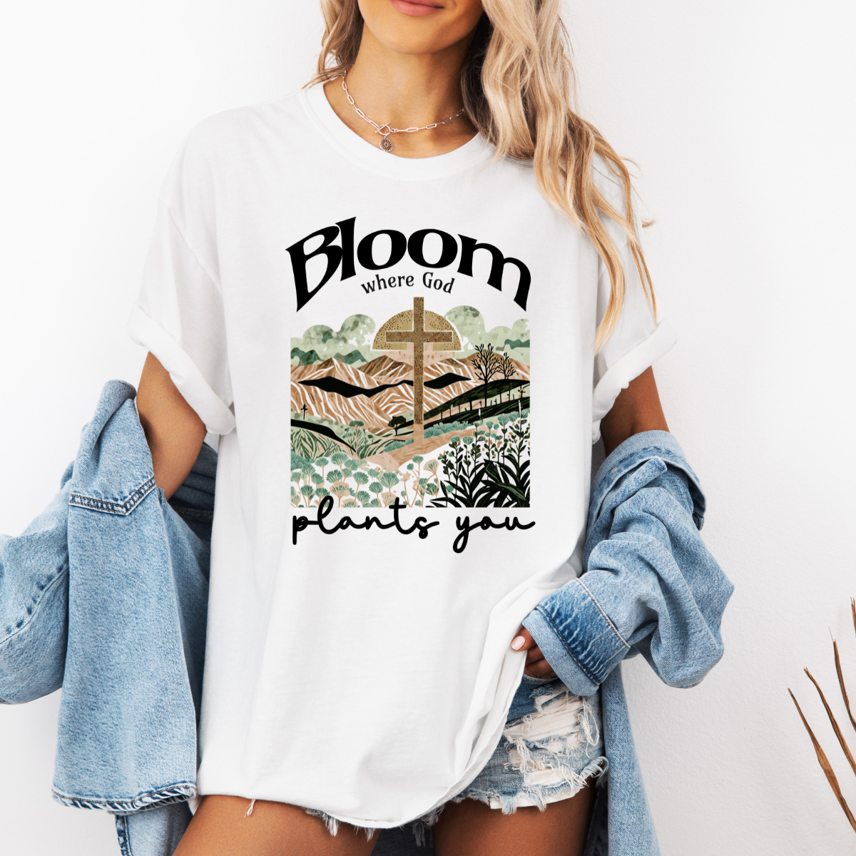 Bloom Where God Plants You – Women’s Christian T-Shirt